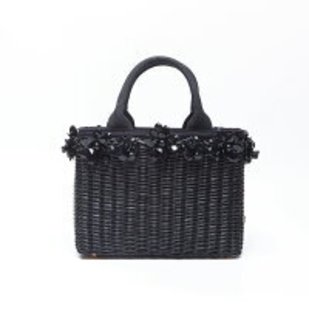 Prada Flower Basket Bag Handbag Black - Picture 3 of 13